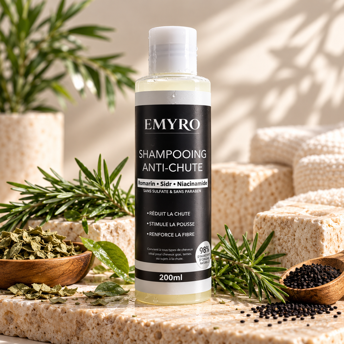 Shampoing Anti-Chute – Romarin, Sidr- Sans Sulfate